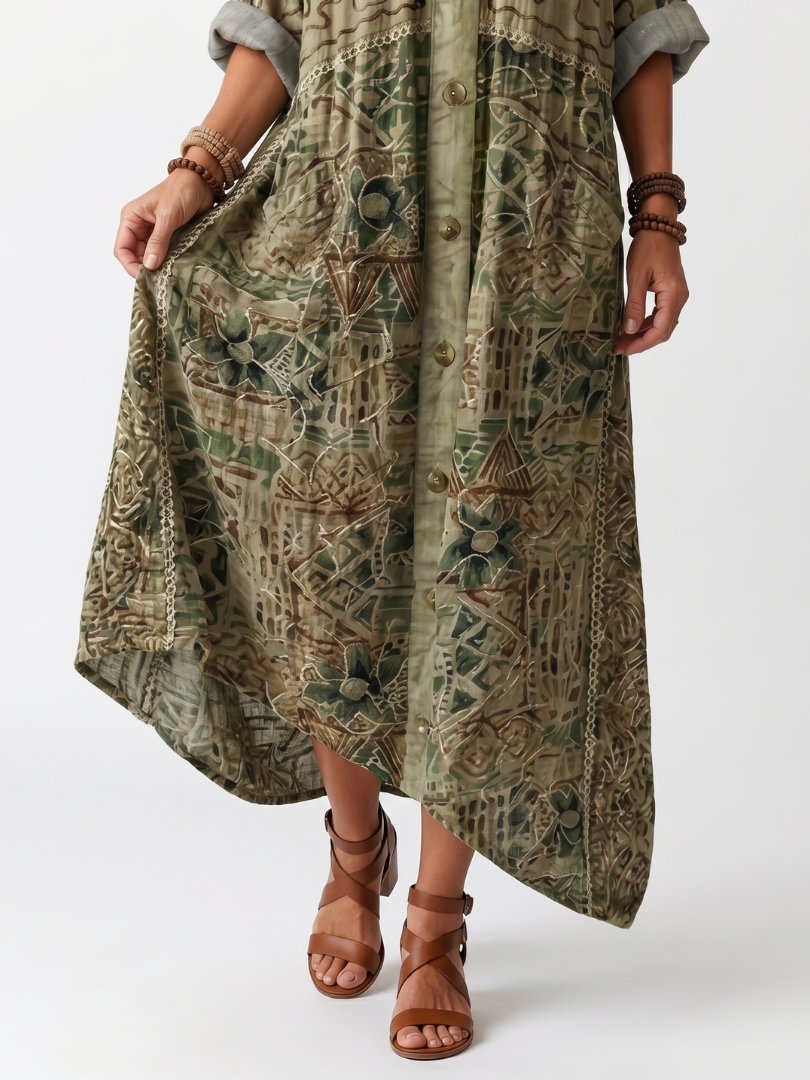 ALETA | Vestido Midi Oversize con Botones y Bolsillos