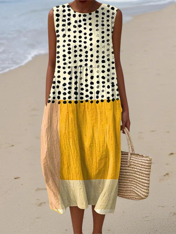 Leah | Vestido Midi con Bloque de Lunares
