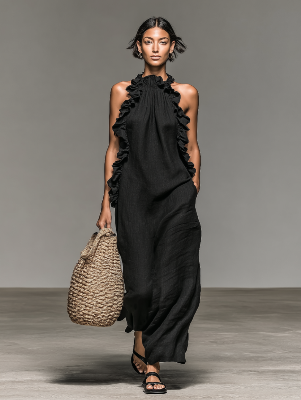 LUA | Vestido maxi con bolsillos.
