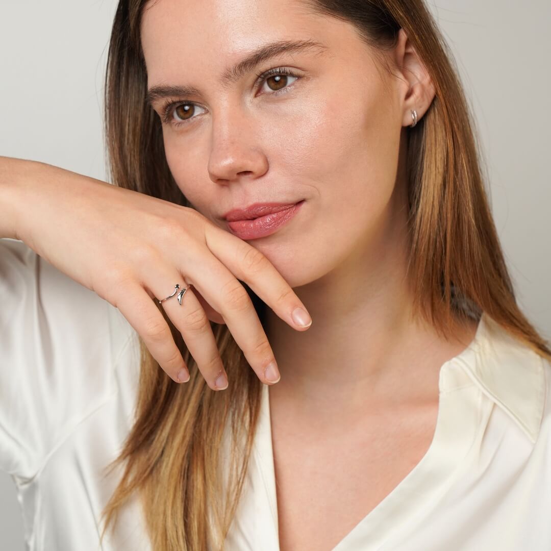 Anillo Corazón de Plumas