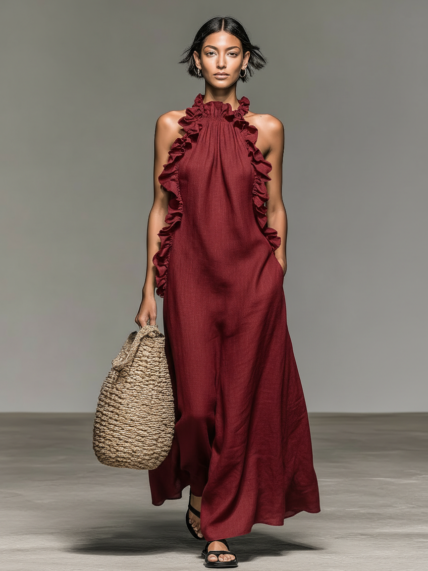 LUA | Vestido maxi con bolsillos.