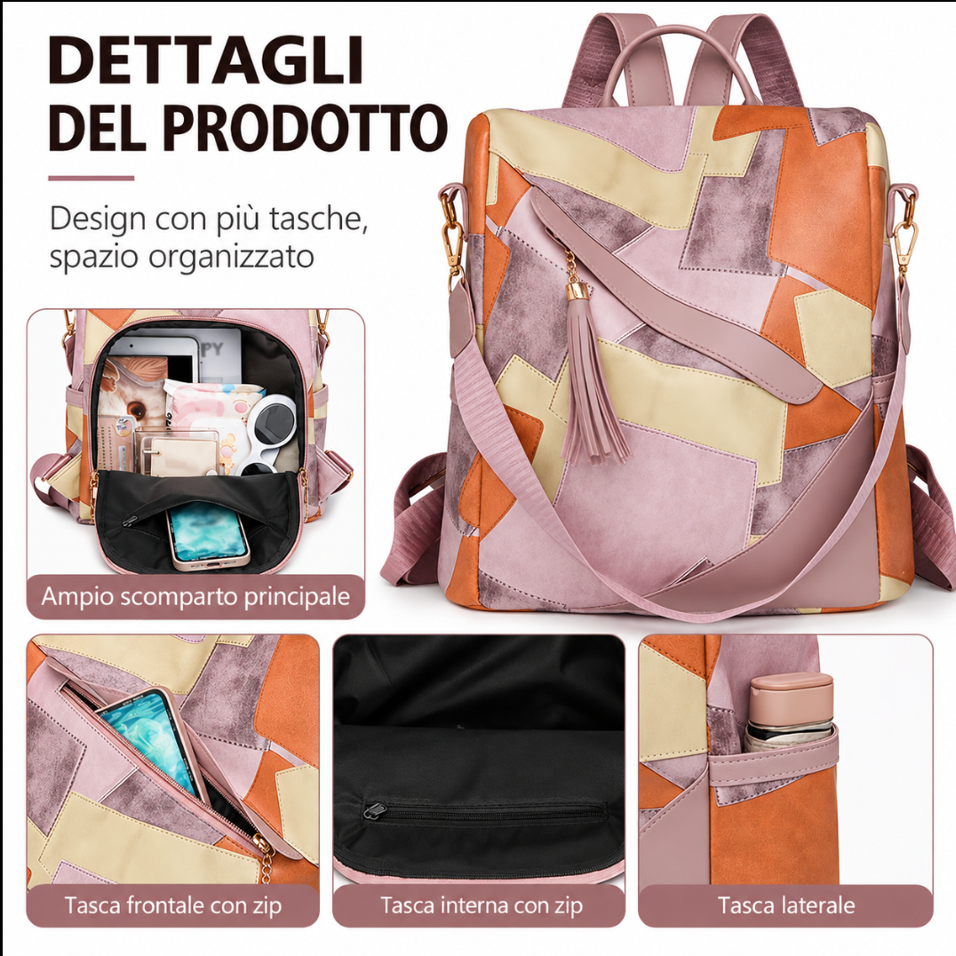 DELFINA | Mochila Antirrobo de Cuadros