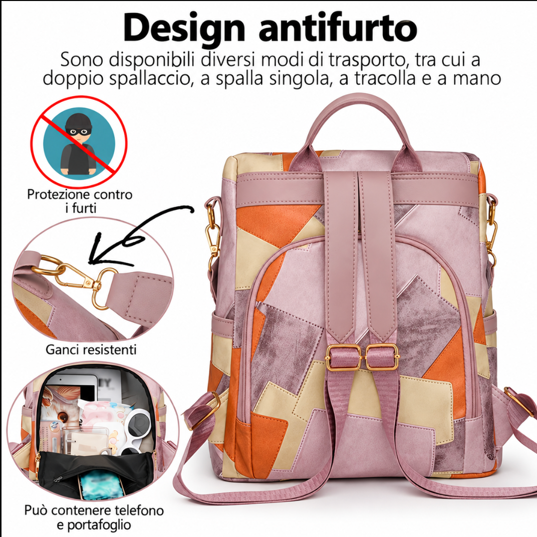 ENRICA | Mochila Antirrobo de Cuadros Negra