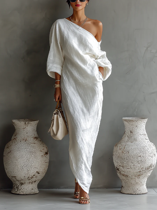 BEATRICE | Vestido maxi de un hombro de encanto refinado