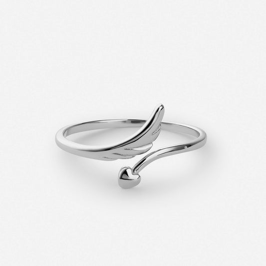 Anillo Corazón de Plumas