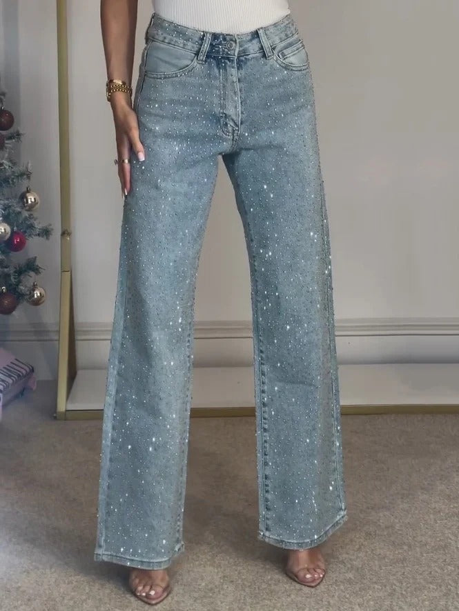 Tamara | Jeans Elegantes de recto con Diamantes