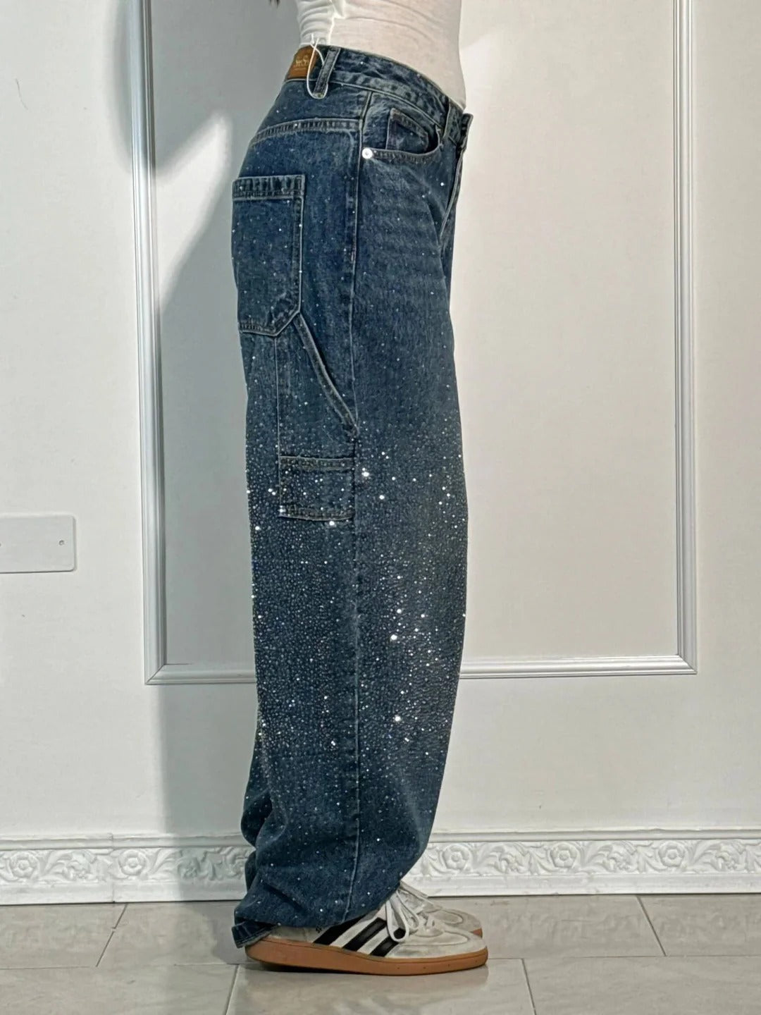 Sara | Jeans anchos con brillantes