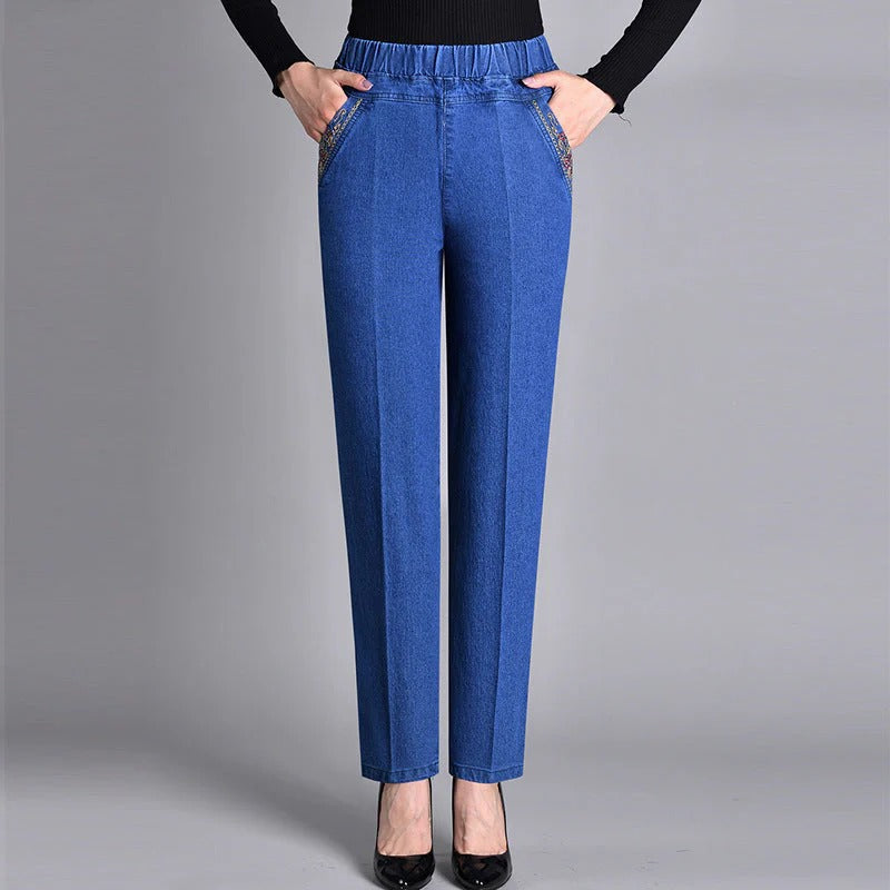 Edurne | Jeans con bolsillos laterales y cintura elástica