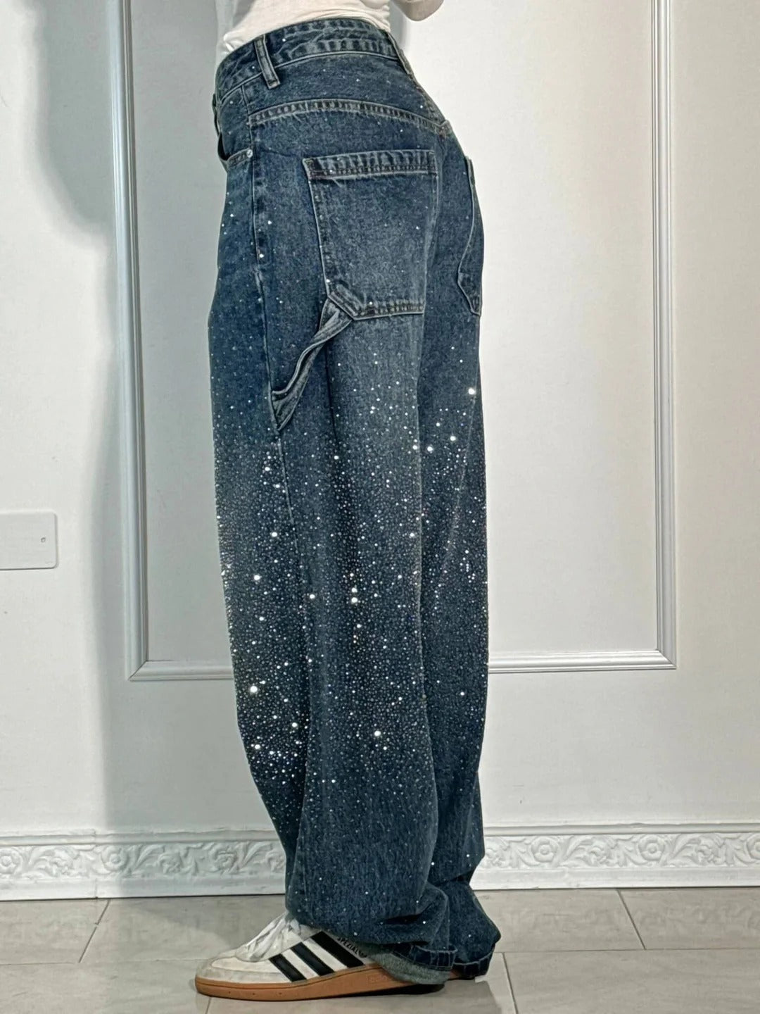 Sara | Jeans anchos con brillantes