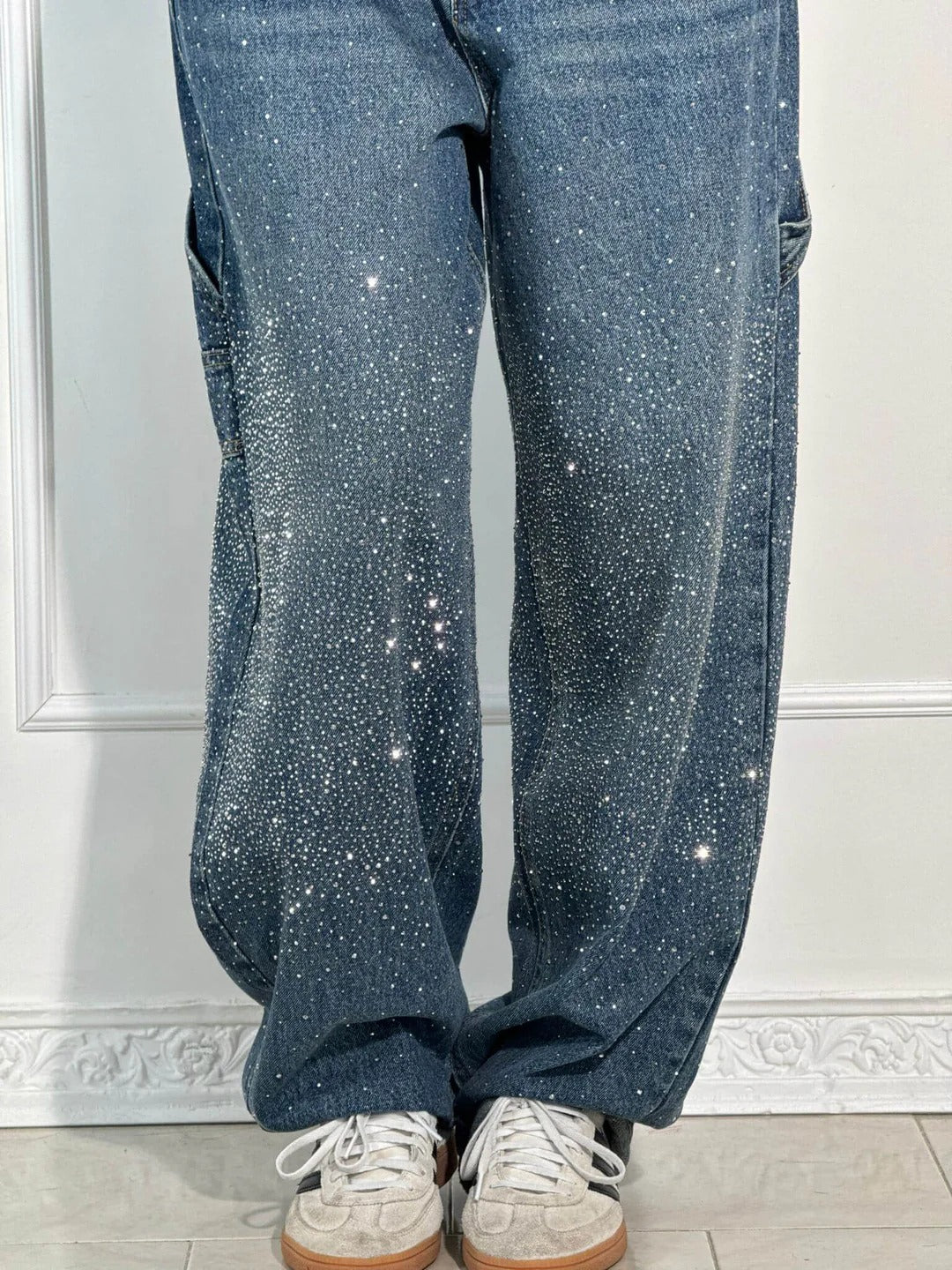 Sara | Jeans anchos con brillantes