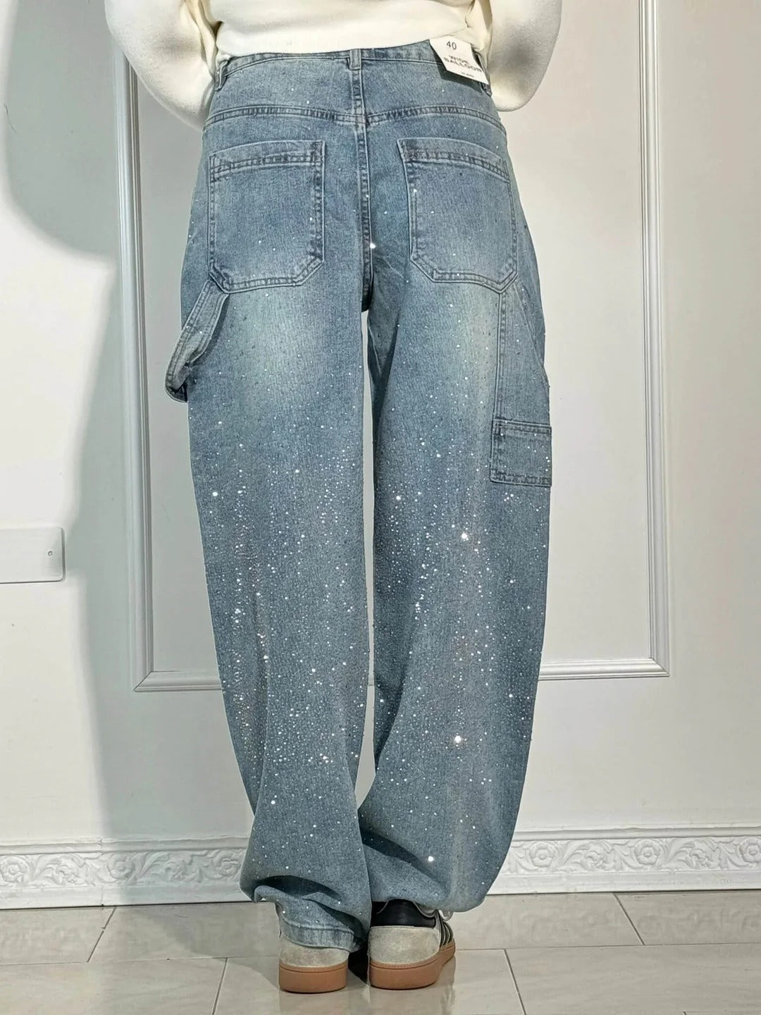 Sara | Jeans anchos con brillantes