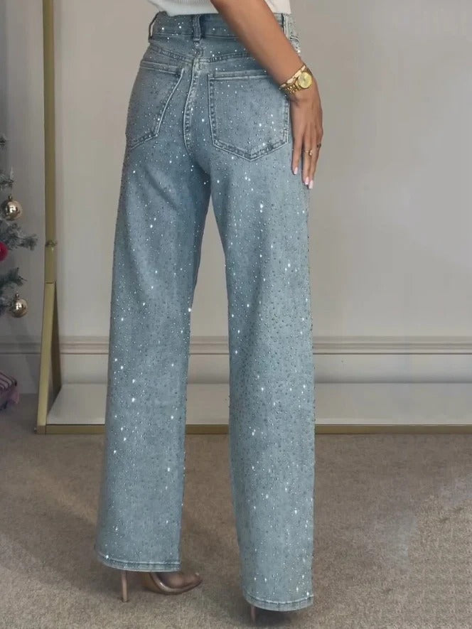 Tamara | Jeans Elegantes de recto con Diamantes