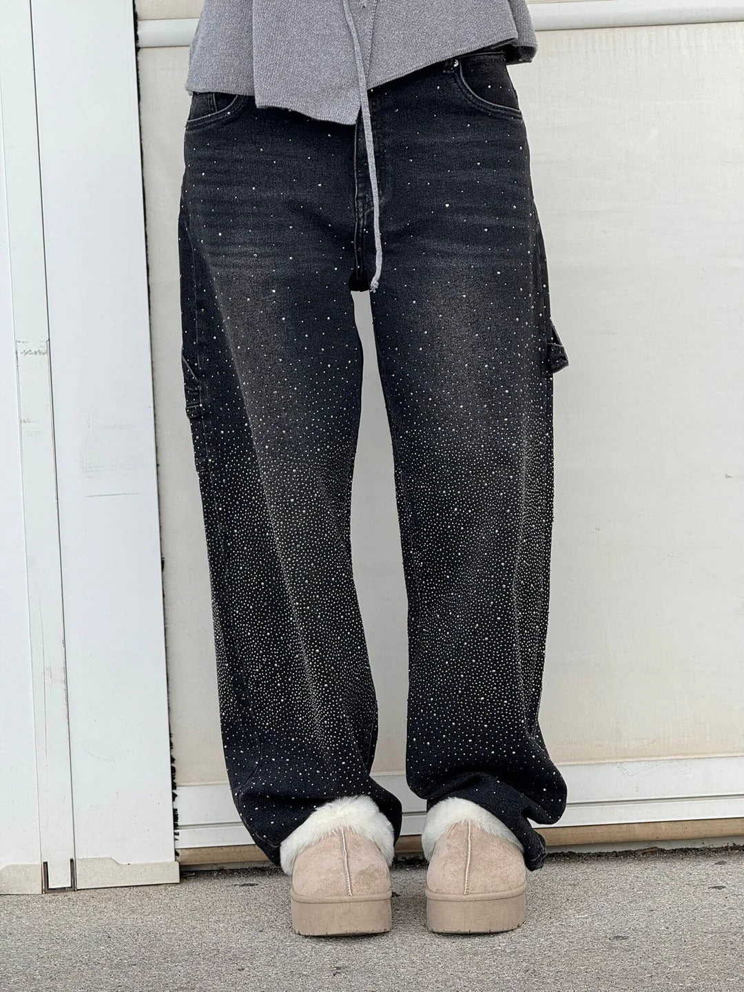 Sara | Jeans anchos con brillantes