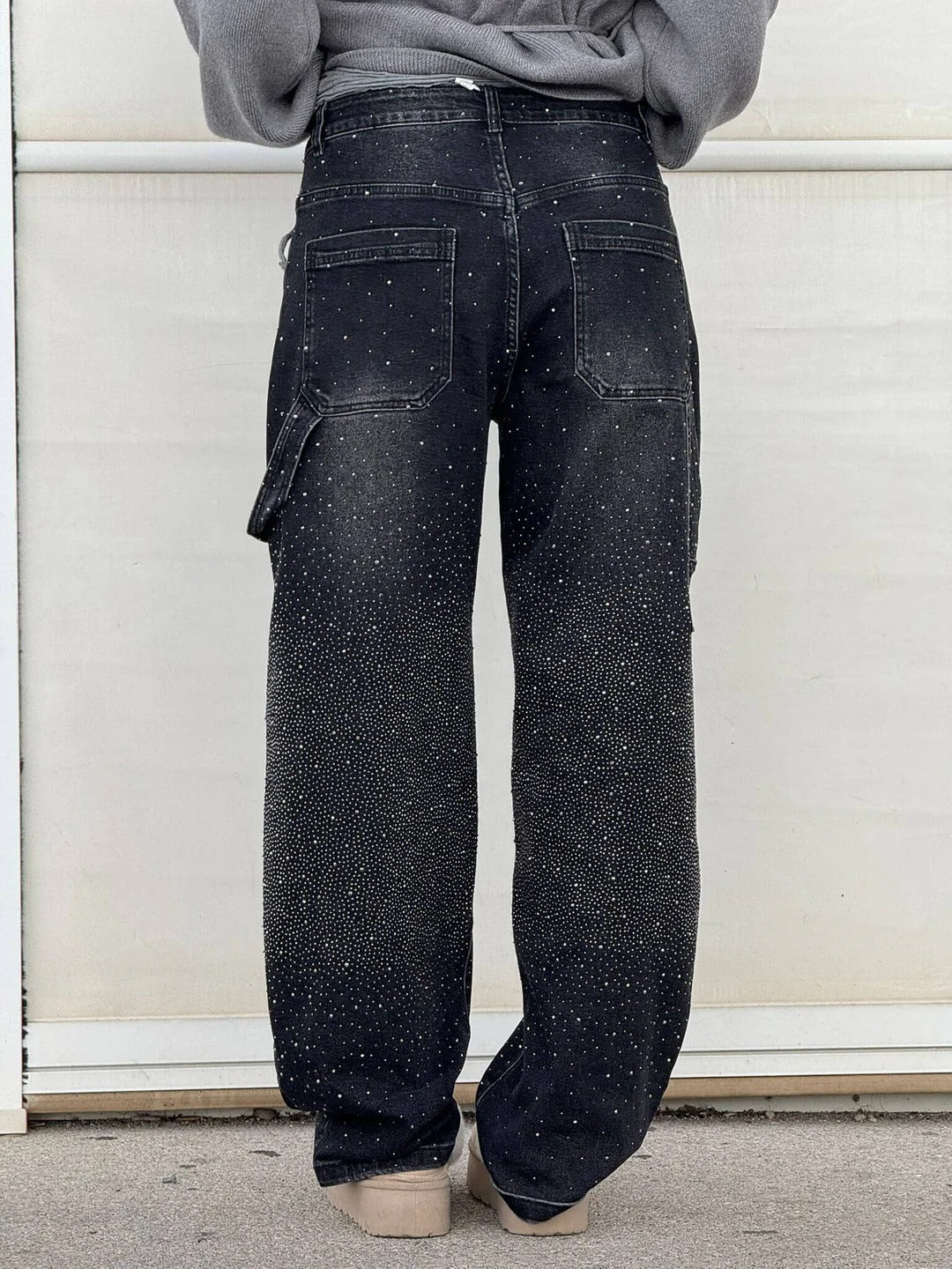 Sara | Jeans anchos con brillantes