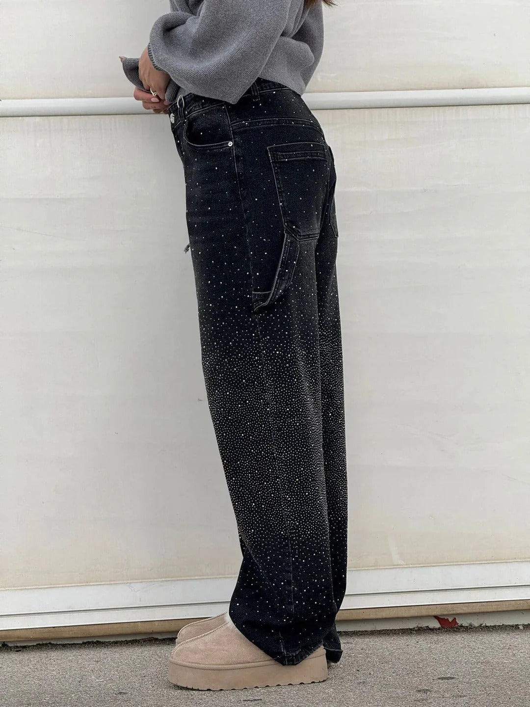 Sara | Jeans anchos con brillantes