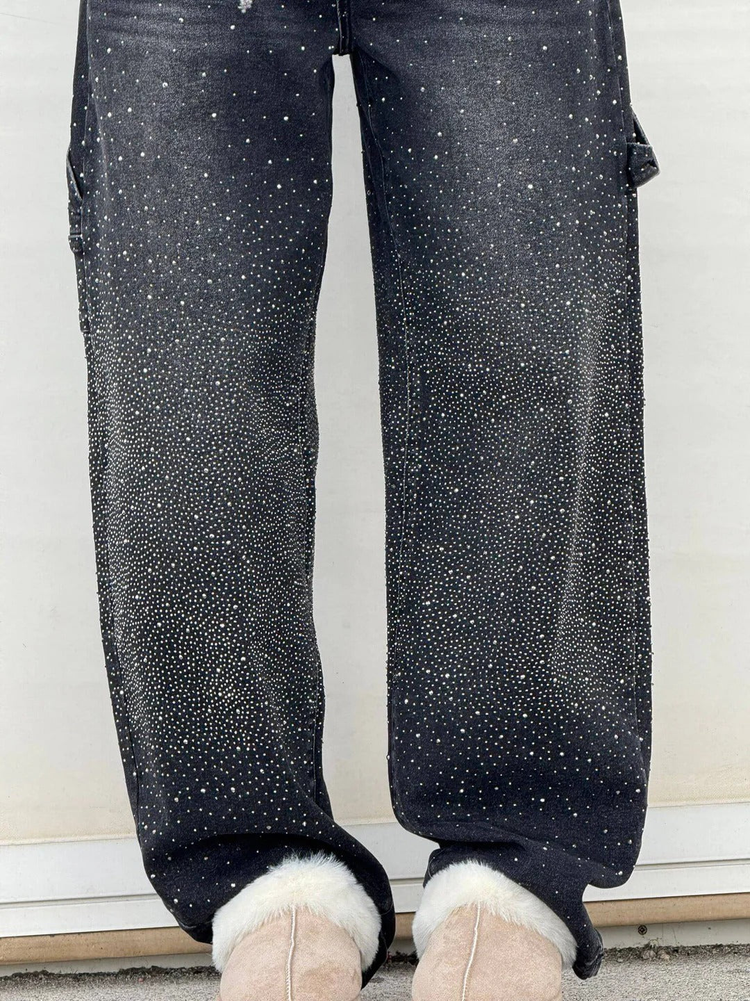 Sara | Jeans anchos con brillantes