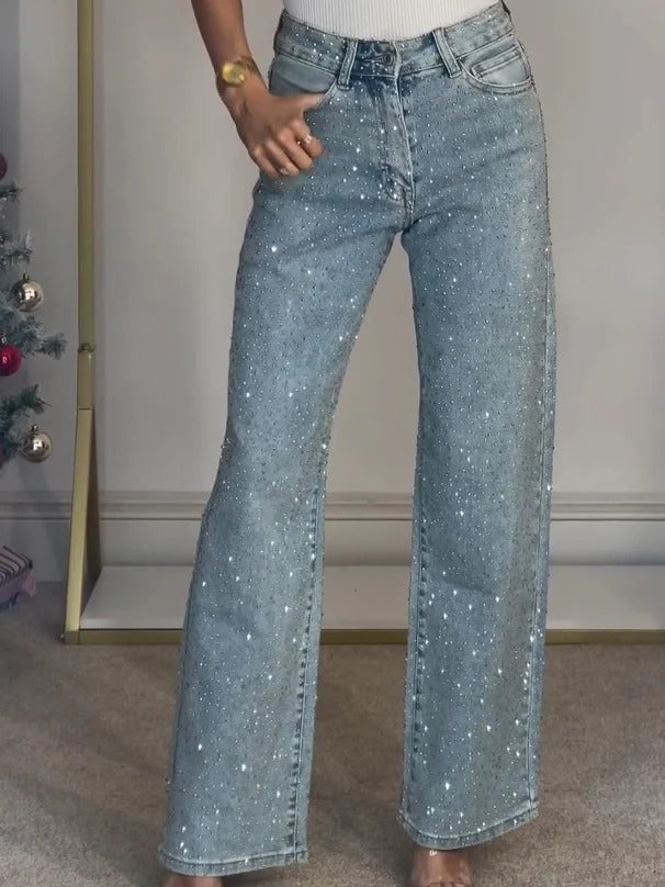 Tamara | Jeans Elegantes de recto con Diamantes