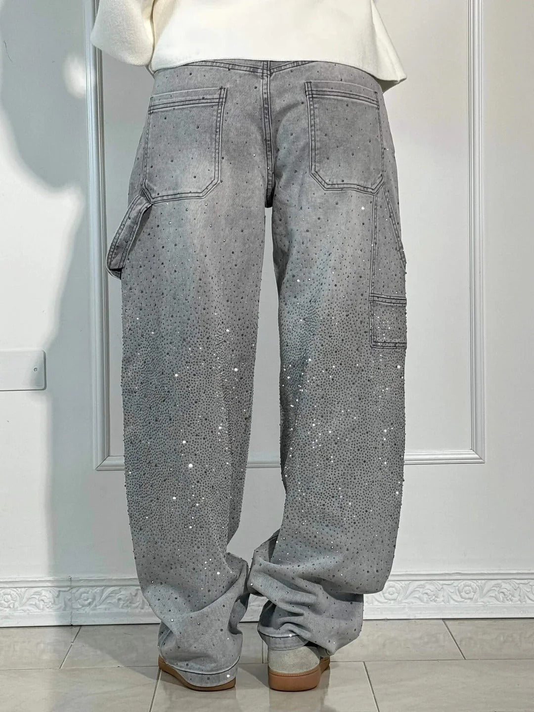 Sara | Jeans anchos con brillantes