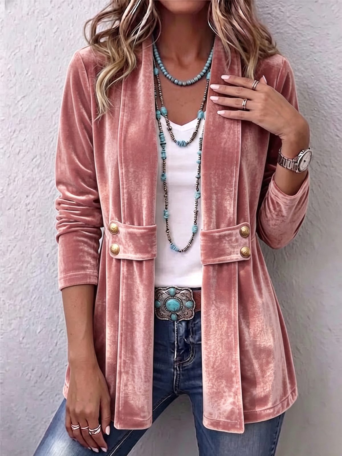 HOLLIWELL | Chaqueta Vintage Solapa Manga Larga Abierta